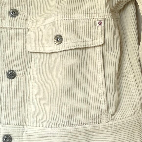 Anthropologie Corduroy Cropped Trucker Jacket L White - Picture 6 of 11